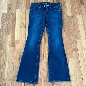 These are American eagle brand. Size 4 super stretch kick boot style.